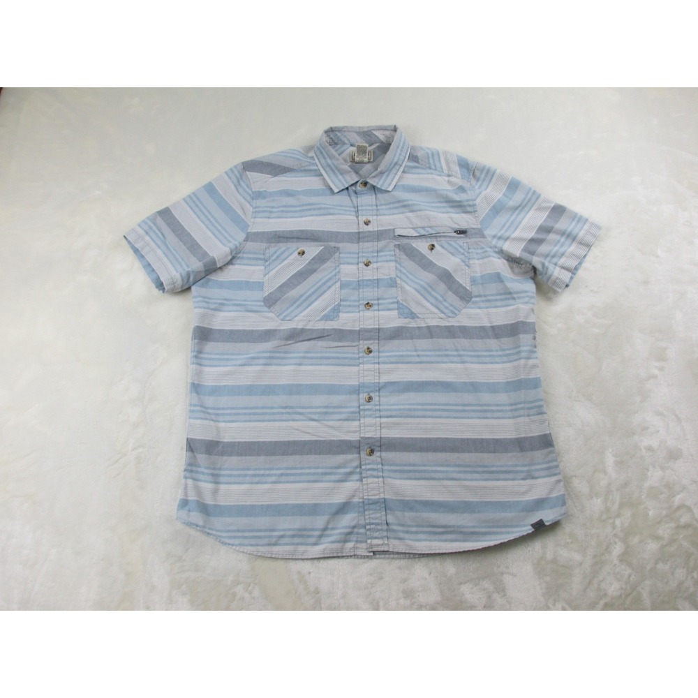 L.L. Bean Shirt Mens Large Blue Striped Button Up Short Sleeve*